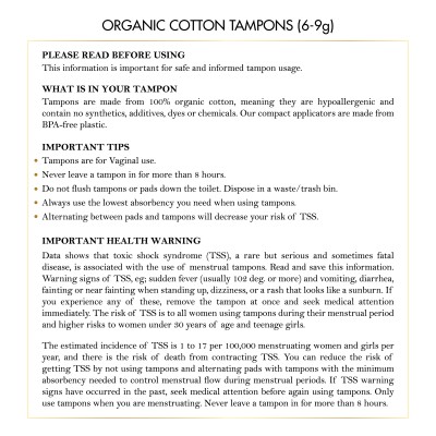 Elixir 100% Organic Cotton Tampons| Coco March
